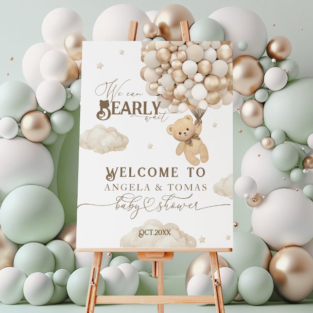 Teddy Bear with Balloons Neutral Baby Shower  Foam Board (Creator Uploaded)