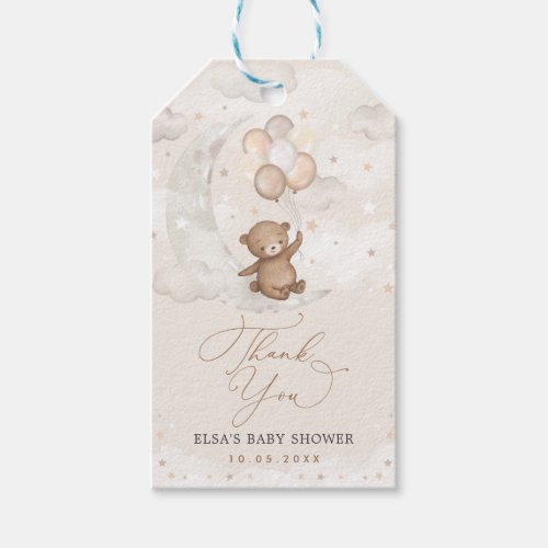 Teddy Bear with Balloons on Crescent Moon Gift Tags