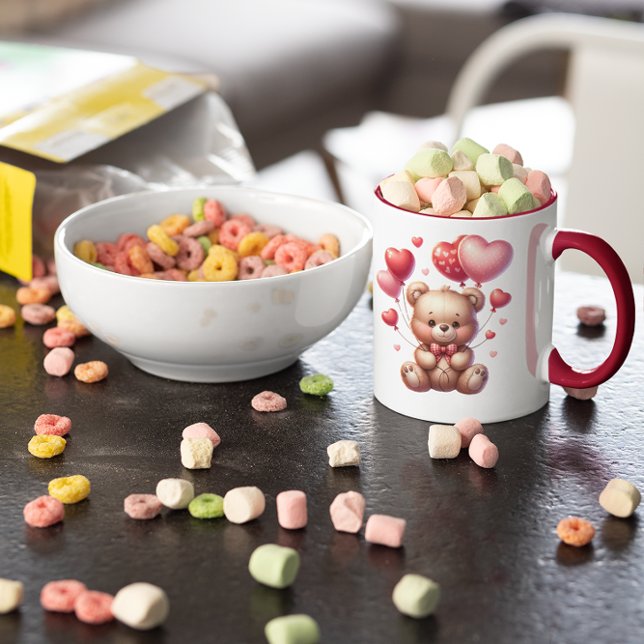 Teddy Bear With Balloons Valentine's Day Mug (Creator Uploaded)