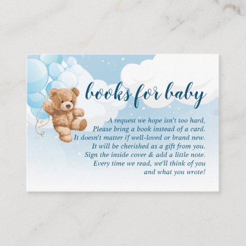 Teddy Bear with Blue Balloons Books For Baby Card