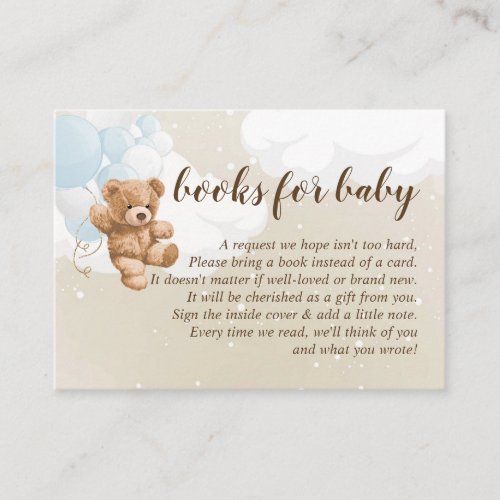 Teddy Bear with Blue Balloons Books For Baby Card