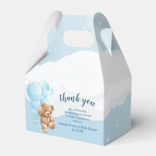 Teddy Bear with Blue Balloons Favor Box