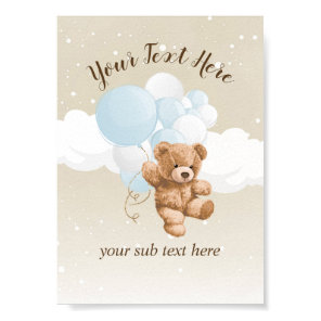 Teddy Bear with Blue Balloons Table Sign