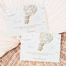 Teddy Bear with Blue Balloons Thank You