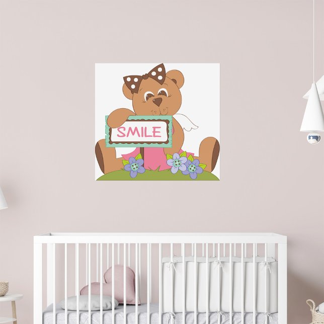Teddy Bear with Bow Holding Smile Sign  (Creator Uploaded)