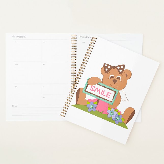 Teddy Bear with Bow Holding Smile Sign  Planner (Creator Uploaded)