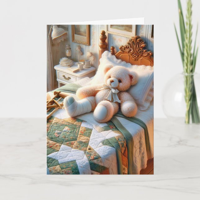 Teddy Bear With Broken Leg Card (Front)