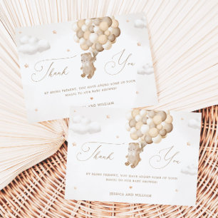 Teddy Bear with Brown Balloons Thank You Card