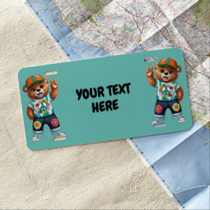 Teddy Bear with casual peaceful outfit 1 License Plate