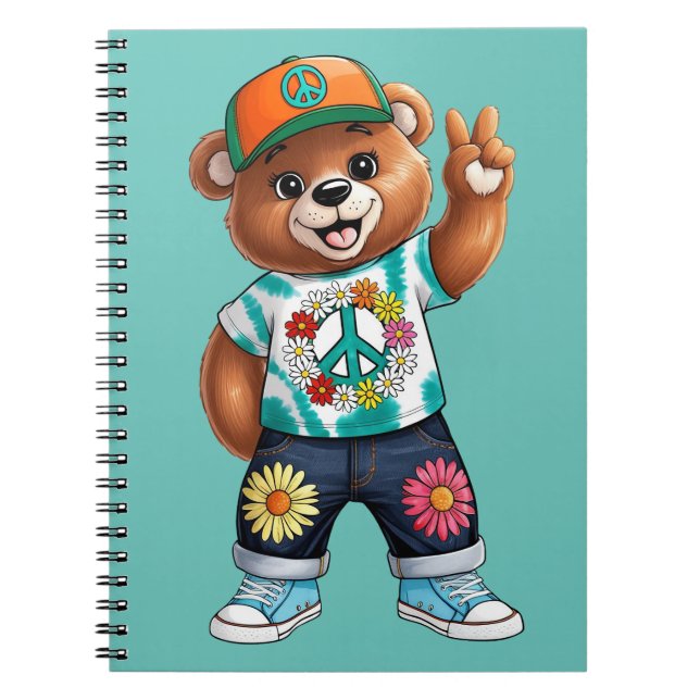 Teddy Bear with casual peaceful outfit 1 Notebook (Front)