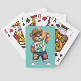 Teddy Bear with casual peaceful outfit 1 Poker Cards