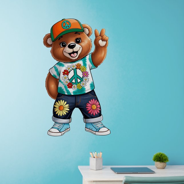 Teddy Bear with casual peaceful outfit 1 Wall Decal (Home Office)