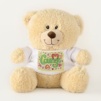 Teddy Bear with Courage Heart Word Art Shirt