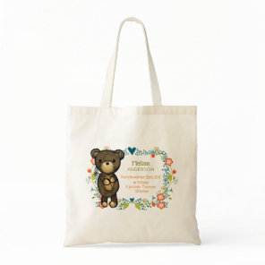 Teddy Bear with Decorative Flowers Baby Birth Tote Bag