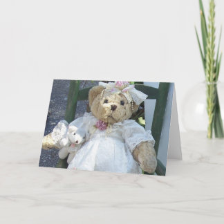 Teddy Bear with Dog Doll in Chair Greeting Card