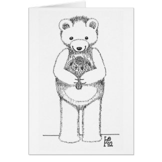 Teddy Bear with Flowers Cards