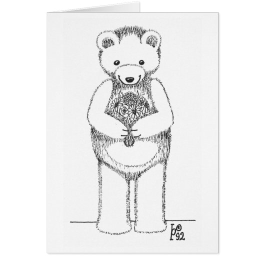 Teddy Bear with Flowers Cards (Front)