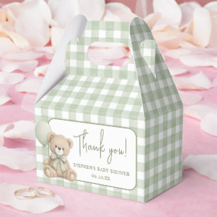 Teddy Bear With Green Balloons Favor Box