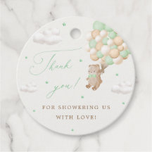 Teddy Bear with Green Balloons Thank You