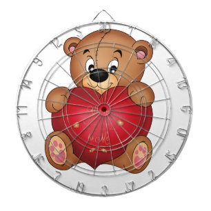 Teddy Bear with Heart Saying Hello Lovely Dart Board
