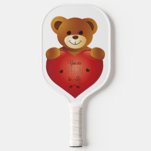 Teddy Bear With Heart. Sweet Teddy Bear with Heart Carbon Fiber Pickleball Paddle