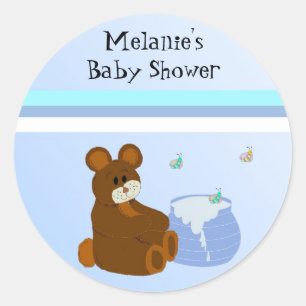 Teddy Bear With Honey Pot Baby Shower Classic Round Sticker