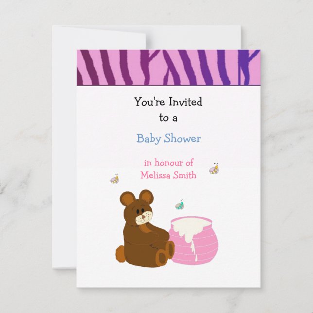 Teddy Bear with Honey Pot Baby Shower Invitation (Front)