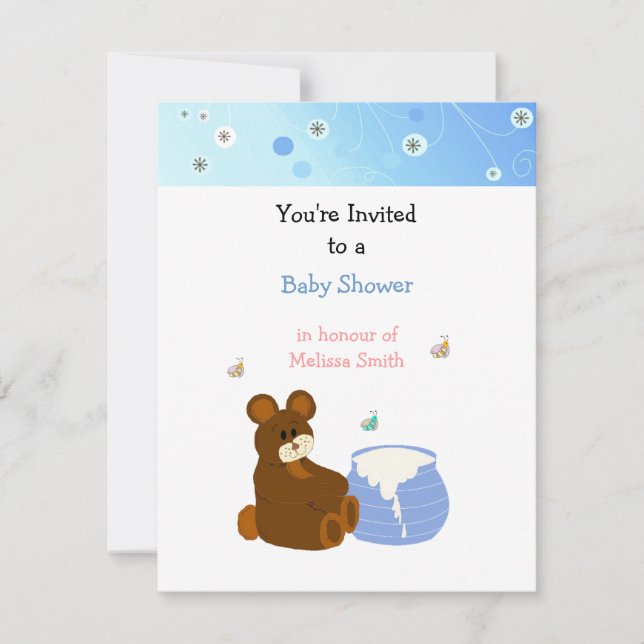 Teddy Bear with Honey Pot Baby Shower Invitation (Front)