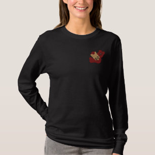 Teddy Bear with How To Paint Book Embroidery D1 Embroidered Long Sleeve T-Shirt