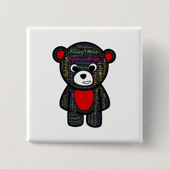 Teddy bear with inspirational text clipart pinback button (Front)