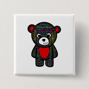 Teddy bear with inspirational text clipart pinback button