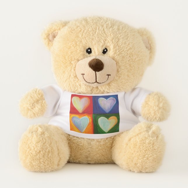 Teddy Bear With Love Hearts Art Shirt (Front)