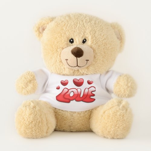 teddy bear with Love sign with hearts