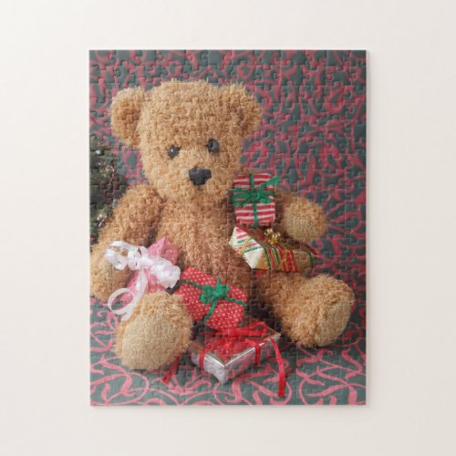 Teddy bear with many Christmas presents Jigsaw Puzzle