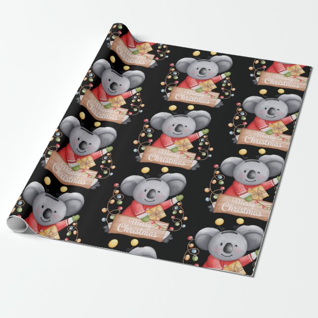 Teddy bear with many Christmas presents  Wrapping Paper (Unrolled)