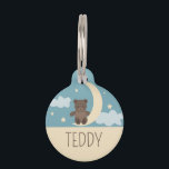 Teddy Bear with Moon Pet ID Tag<br><div class="desc">The Teddy Bear with Moon Pet ID Tag captures the innocence and wonder of childhood bedtime stories. It features a serene night sky with a crescent moon, a cuddly teddy bear, and fluffy clouds, all portrayed in soft, calming colors. This tag is a sweet way to dress up your pet's...</div>