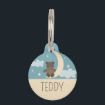 Teddy Bear with Moon Pet ID Tag<br><div class="desc">The Teddy Bear with Moon Pet ID Tag captures the innocence and wonder of childhood bedtime stories. It features a serene night sky with a crescent moon, a cuddly teddy bear, and fluffy clouds, all portrayed in soft, calming colors. This tag is a sweet way to dress up your pet's...</div>