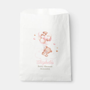 Teddy Bear with Pink Balloons Baby Shower Favor Bag