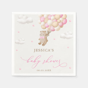 Teddy Bear with Pink Balloons Baby Shower Napkins