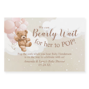 Teddy Bear with Pink Balloons Mini Sparkling Wine  Label
