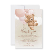 Teddy Bear with Pink Balloons Thank You Card
