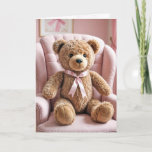 Teddy Bear With Pink Bow Card
