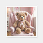 Teddy Bear With Pink Bow Napkins