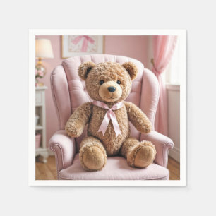 Teddy Bear With Pink Bow Napkins
