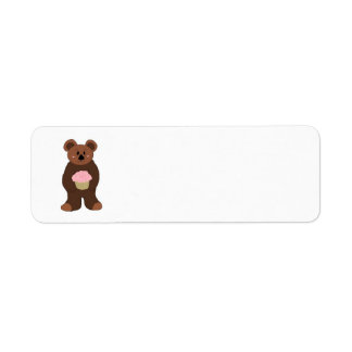 Teddy Bear with Pink Cupcake Label