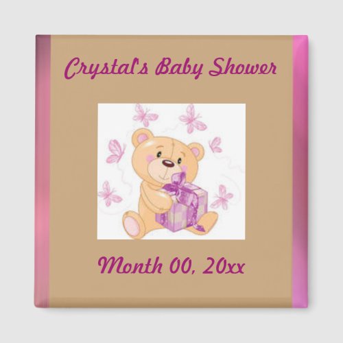 Teddy bear with present Save the Date baby shower Magnet