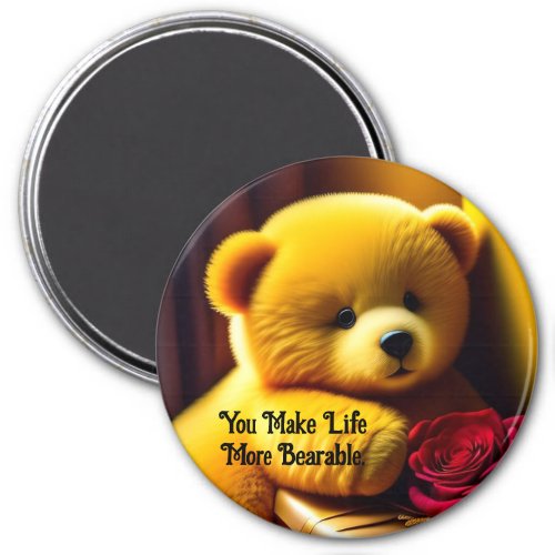 Teddy Bear With Rose Magnet