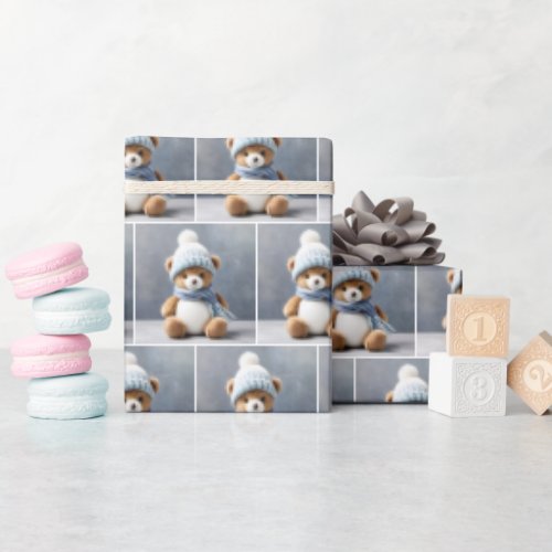 Teddy Bear With Scarf And Hat Wrapping Paper