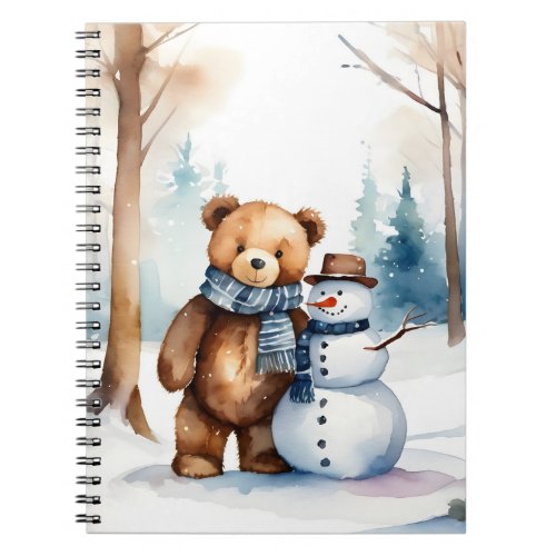 Teddy Bear With Snowman Notebook