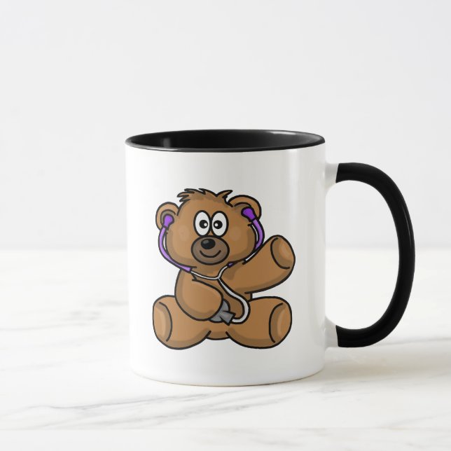 Teddy Bear with Stethoscope Personalize Name Mug (Right)